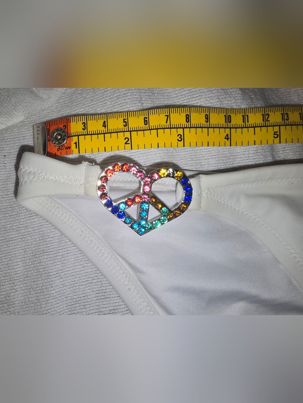 VS White Women's Bikini Bottom with Decorative Heart Accents